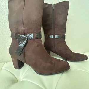 Easy Street Chocolate Heeled Boots